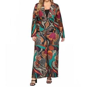 NEW FATE abstract print wide leg pants in black multi